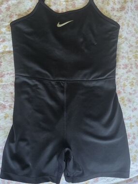 Kids Nike Black One-Piece Athletic Romper with Gold Swoosh